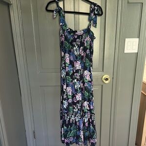 Floral Maxi Dress with Tie Straps